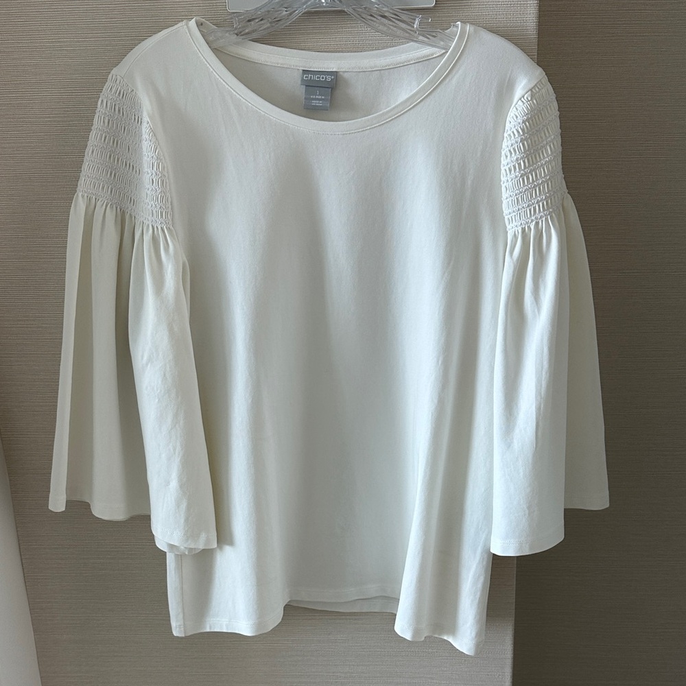 Chico's Cream Bell Sleeve Blouse
